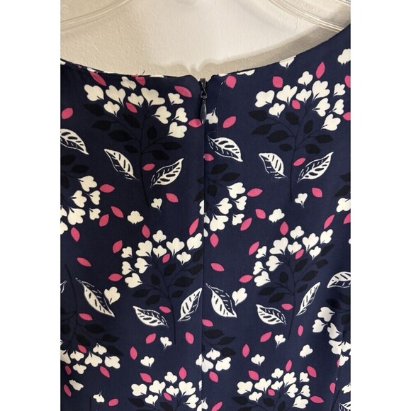 BODEN Delia Sheath Dress Women 6 Petite Navy Floral Bell 1/2 Sleeve Knee Career - Picture 6 of 14